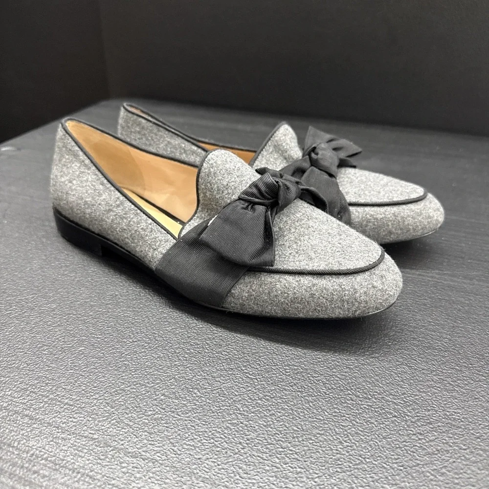 Antonio Melani Gray and Black Felt Loafers With Bow Shoes Size 8.5 (SEE PICTURE)